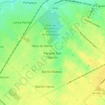 Parque San Martín topographic map, elevation, terrain