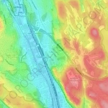 Kallebäck topographic map, elevation, terrain