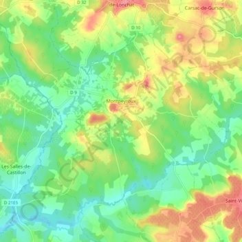 Montpeyroux topographic map, elevation, terrain