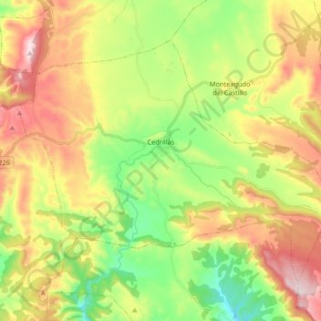 Cedrillas topographic map, elevation, terrain