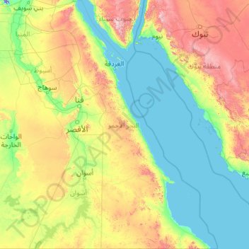 Mar Rojo topographic map, elevation, terrain