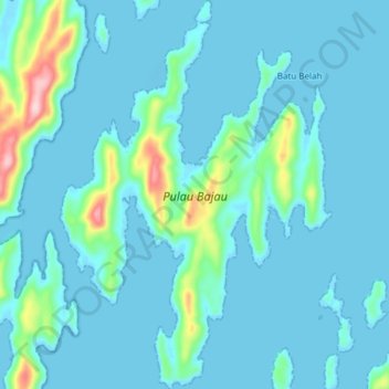 Pulau Bajau topographic map, elevation, terrain