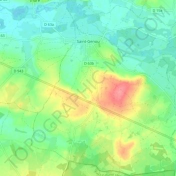 Saint-Genou topographic map, elevation, terrain