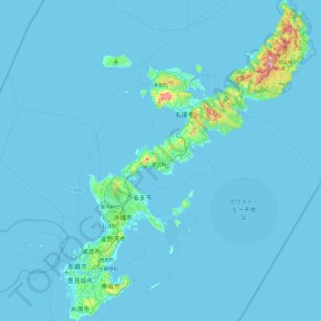 Isla Okinawa topographic map, elevation, terrain