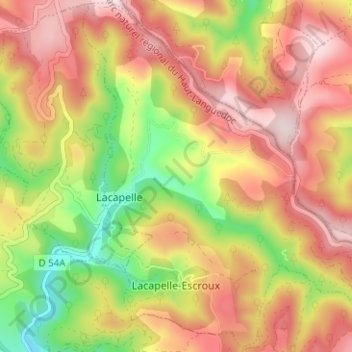 Lacapelle-Escroux topographic map, elevation, terrain