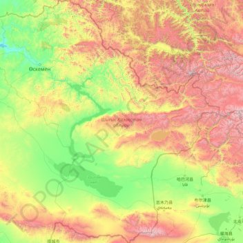 East Kazakhstan Region topographic map, elevation, terrain