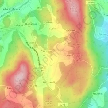 Trasmonte topographic map, elevation, terrain