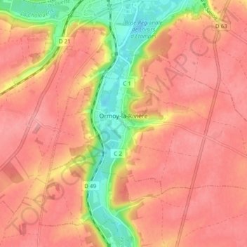 Ormoy-la-Rivière topographic map, elevation, terrain