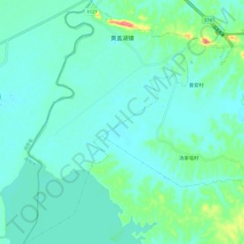 黄盖湖镇 topographic map, elevation, terrain