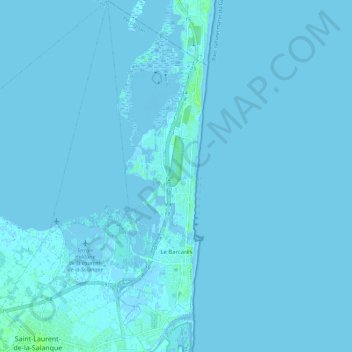 Le Barcarès topographic map, elevation, terrain