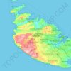 Malta topographic map, elevation, terrain