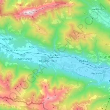 Kirchbach topographic map, elevation, terrain