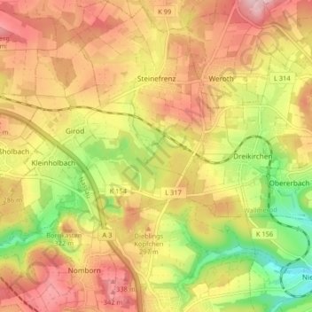 Steinefrenz topographic map, elevation, terrain