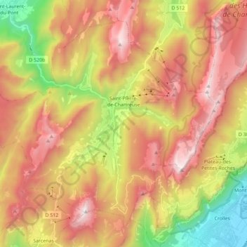 Saint-Pierre-de-Chartreuse topographic map, elevation, terrain