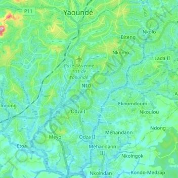 Yaoundé IV topographic map, elevation, terrain