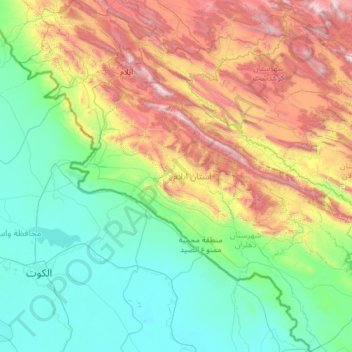 Ilam Province topographic map, elevation, terrain