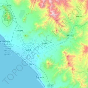 Laredo topographic map, elevation, terrain