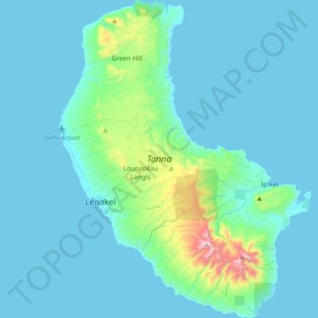 Tanna topographic map, elevation, terrain
