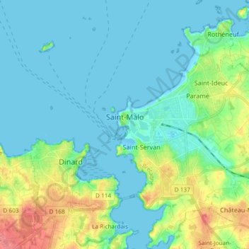 Saint-Malo topographic map, elevation, terrain