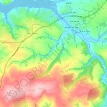 St. Breock topographic map, elevation, terrain