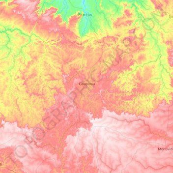 Caiapônia topographic map, elevation, terrain