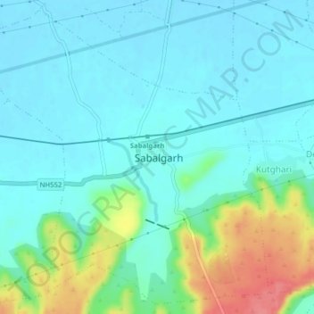 Sabalgarh topographic map, elevation, terrain