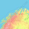 Troms og Finnmark topographic map, elevation, terrain