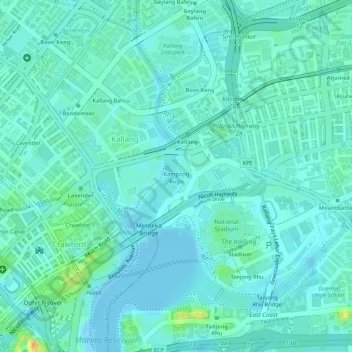 Kampong Bugis topographic map, elevation, terrain