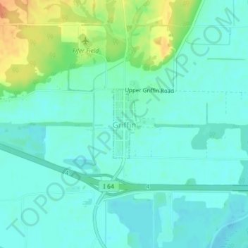 Griffin topographic map, elevation, terrain