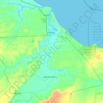 Aracati topographic map, elevation, terrain