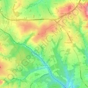 La Tour-de-Salvagny topographic map, elevation, terrain