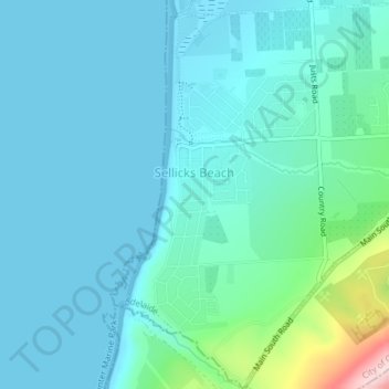 Sellicks Beach topographic map, elevation, terrain