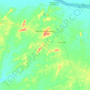 Buriti do Tocantins topographic map, elevation, terrain