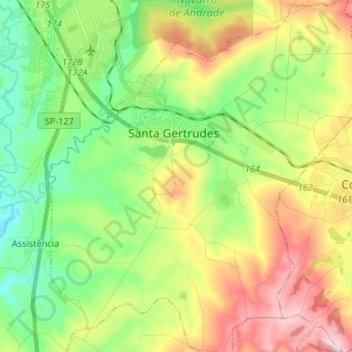 Santa Gertrudes topographic map, elevation, terrain