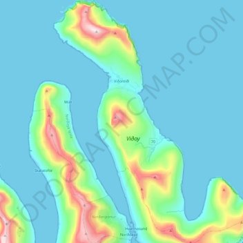 Viðareiði topographic map, elevation, terrain