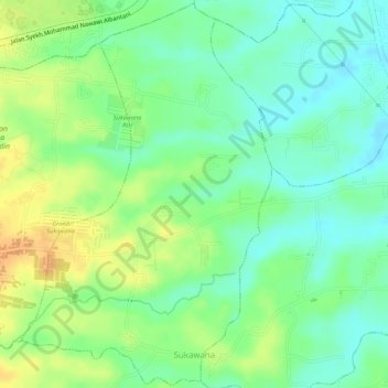 Sukawana topographic map, elevation, terrain