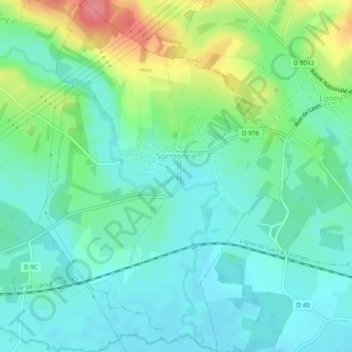 Sormonne topographic map, elevation, terrain