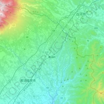 Nasu topographic map, elevation, terrain