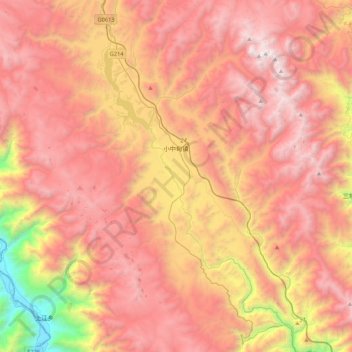 小中甸镇 topographic map, elevation, terrain