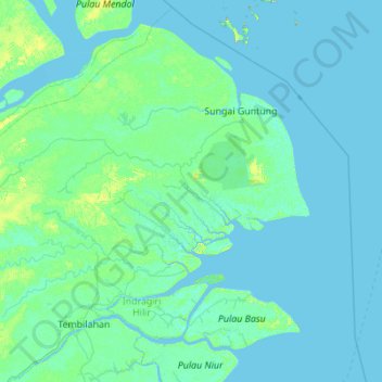 Kecamatan Mandah topographic map, elevation, terrain