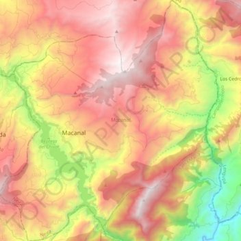 Macanal topographic map, elevation, terrain