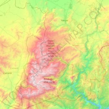 Anti-Taurus Mountains topographic map, elevation, terrain