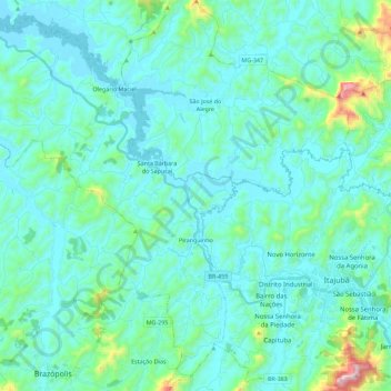 Piranguinho topographic map, elevation, terrain