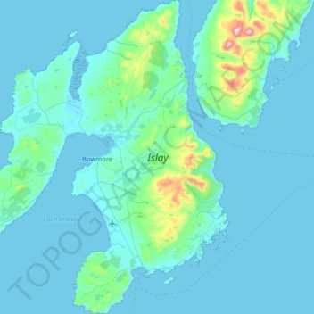 Islay topographic map, elevation, terrain
