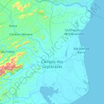 Campos dos Goytacazes topographic map, elevation, terrain