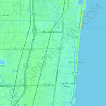 Deerfield Beach topographic map, elevation, terrain