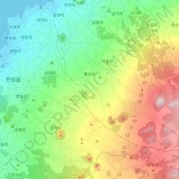 Bongseong-ri topographic map, elevation, terrain