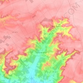 Piñel de Abajo topographic map, elevation, terrain