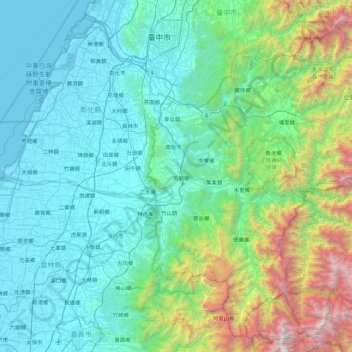 Landkreis Nantou topographic map, elevation, terrain