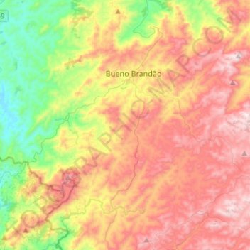 Bueno Brandão topographic map, elevation, terrain